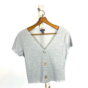 🌸 2 for $12! Justify Grey Waffle Crop Top